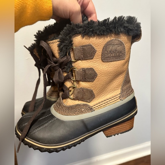 New Sorel Slimpack Pac Short Riding Leathe Waterproof Sherpa Lace Up Duck Boots - Picture 4 of 5